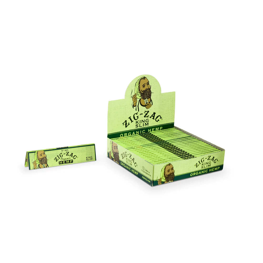 Zig-Zag King Slim Organic Hemp Rolling Papers - Pack with box