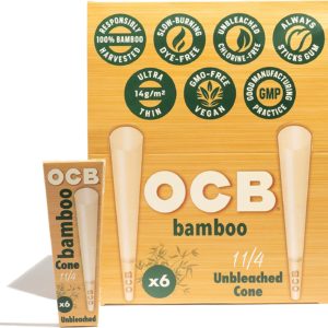 ocb bamboo unbleached cone 1.25" - 6 pack