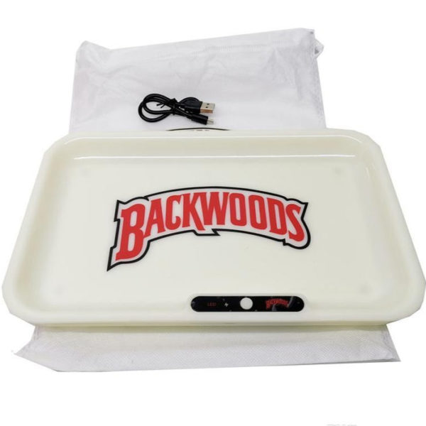 Backwoods LED Tray - USB Powered, with bag, white, collab with GlowTray