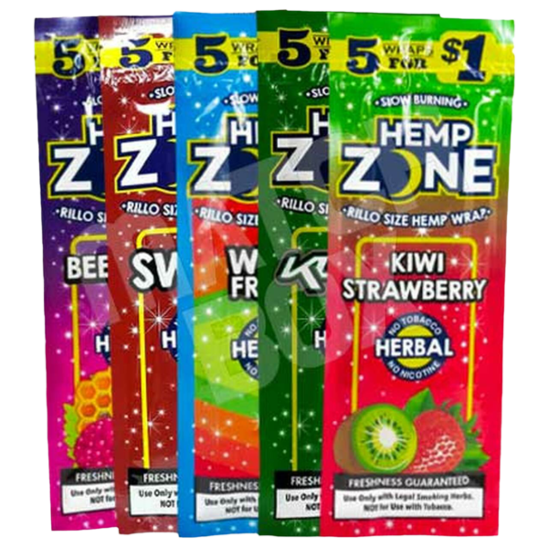 Hemp Zone - 5 Slow Burning Wraps multiple flavors